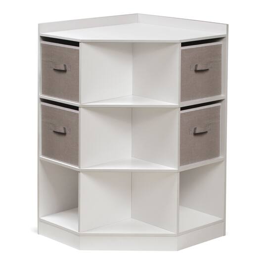 Badger Basket White Corner Cubby Storage Unit With Reversible Baskets